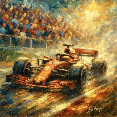 Original Mario Mendoza Ölgemälde Leinwand Formel 1 1 F1 Autorennen Helm
