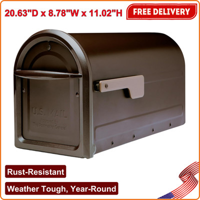 Post Mounted Mail Box Galvanized Steel Large Curbside Mailbox - Rubbed Bronze