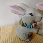  Pair of Bunnies Blossoms Figurines White Bunnies With Pastel Flowers — photo 3