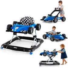 4 in 1 Baby Walker, Foldable Toddler Activity Center with Adjustable Height, Pad