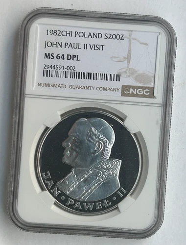 POLAND SILVER 200 ZLOTYCH JOHN PAUL II VISIT 1982CHI MS 64 DPL - NGC