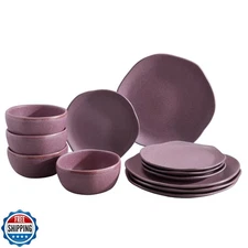 Corona Dinnerware Set 12–piece, Plates and Bowls Set, Ceramic Sets for 4, Mic