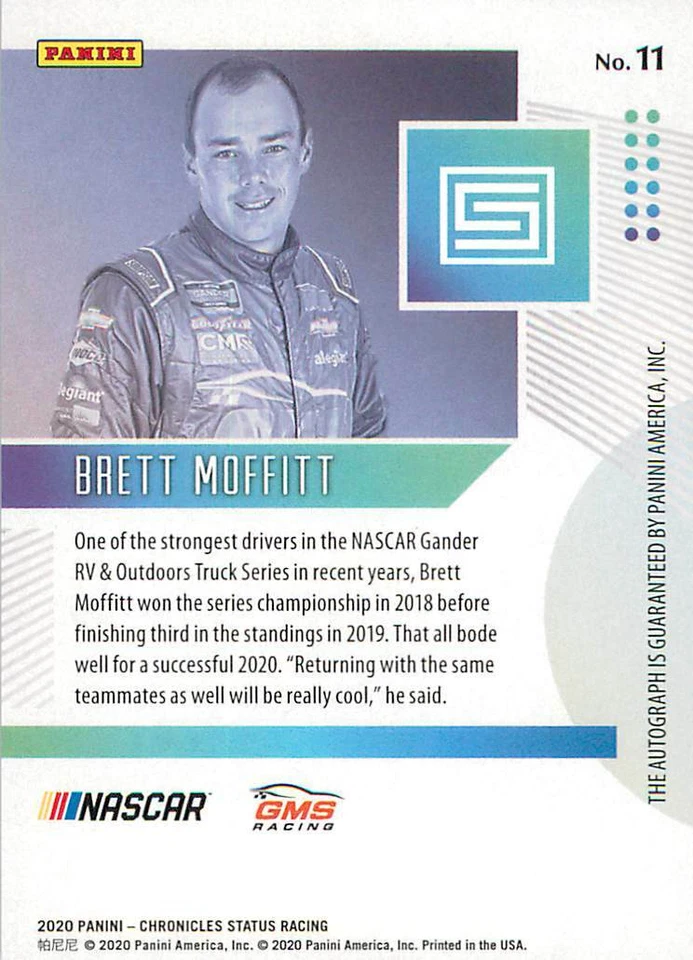 BRETT MOFFITT 2020 Panini Chronicles Status AUTO /300 #11 - Image 2 of 2