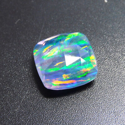 Natural Boulder Fire Opal 13.20 Ct Square Cushion Cut Loose Gemstone CERTIFIED