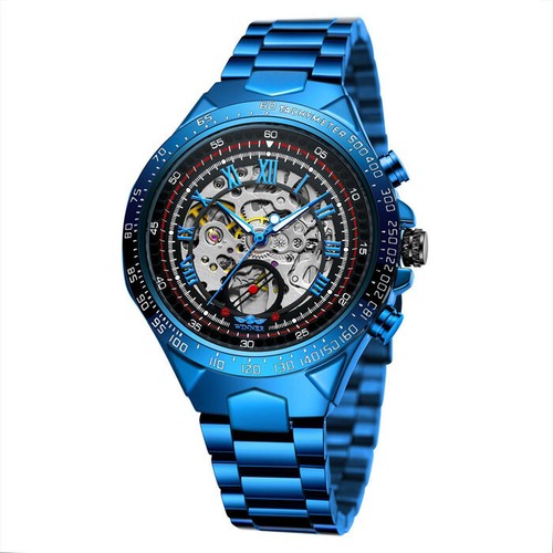 Stainless Steel Watches Men's Watch Luxury Skeleton Mechanical Automatic Gifts - Picture 19 of 36