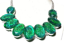 DREIFACH FEUEROPAL,  Edelstein Handgefertigt 925 Sterling Silb  Halskette.1