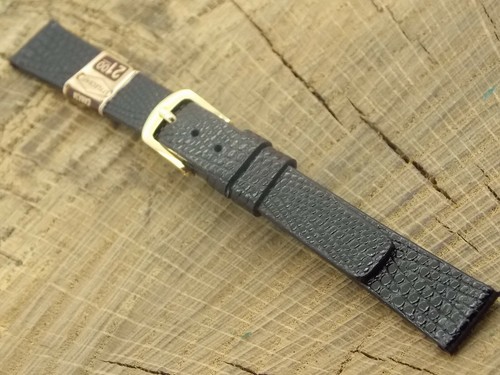 NOS Stylecraft Vintage 12mm Lizard Grain Unused Watch Band with Gold Tone Buckle - Picture 2 of 4