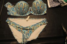 American Eagle Bikini Swimsuit 36B underwire top S bottom NEW tribal  bin300 