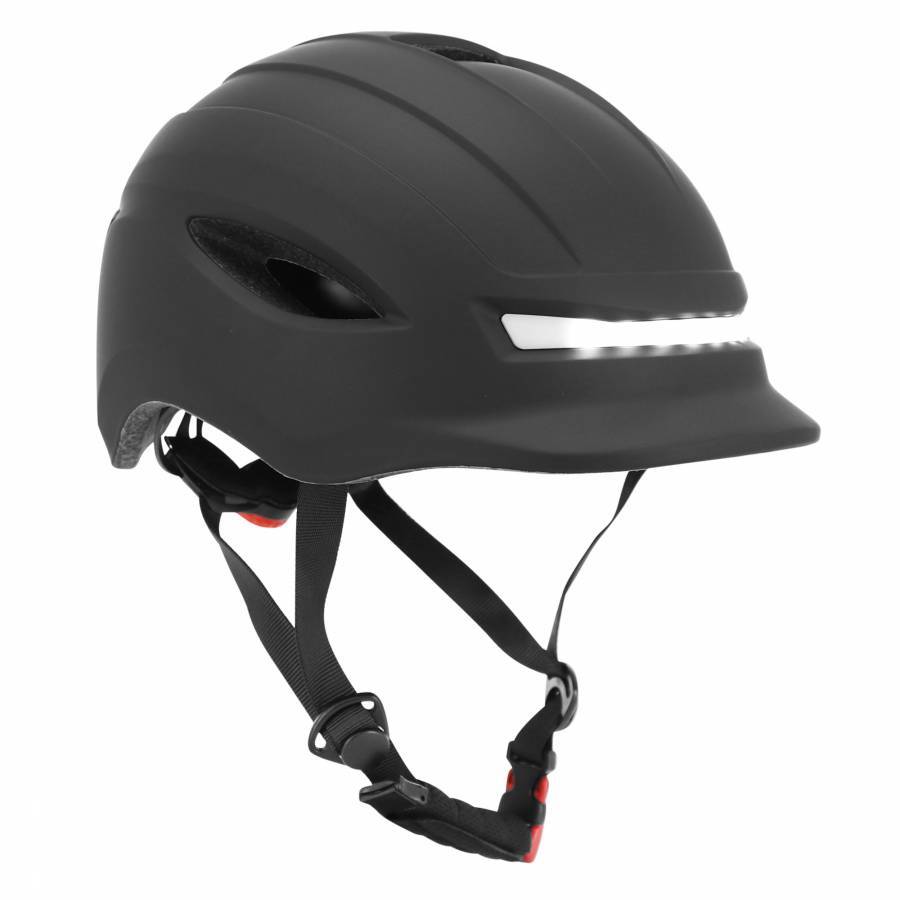 Casque velo urbain CP02 protection tête adulte noire avec clignotants de sécurité