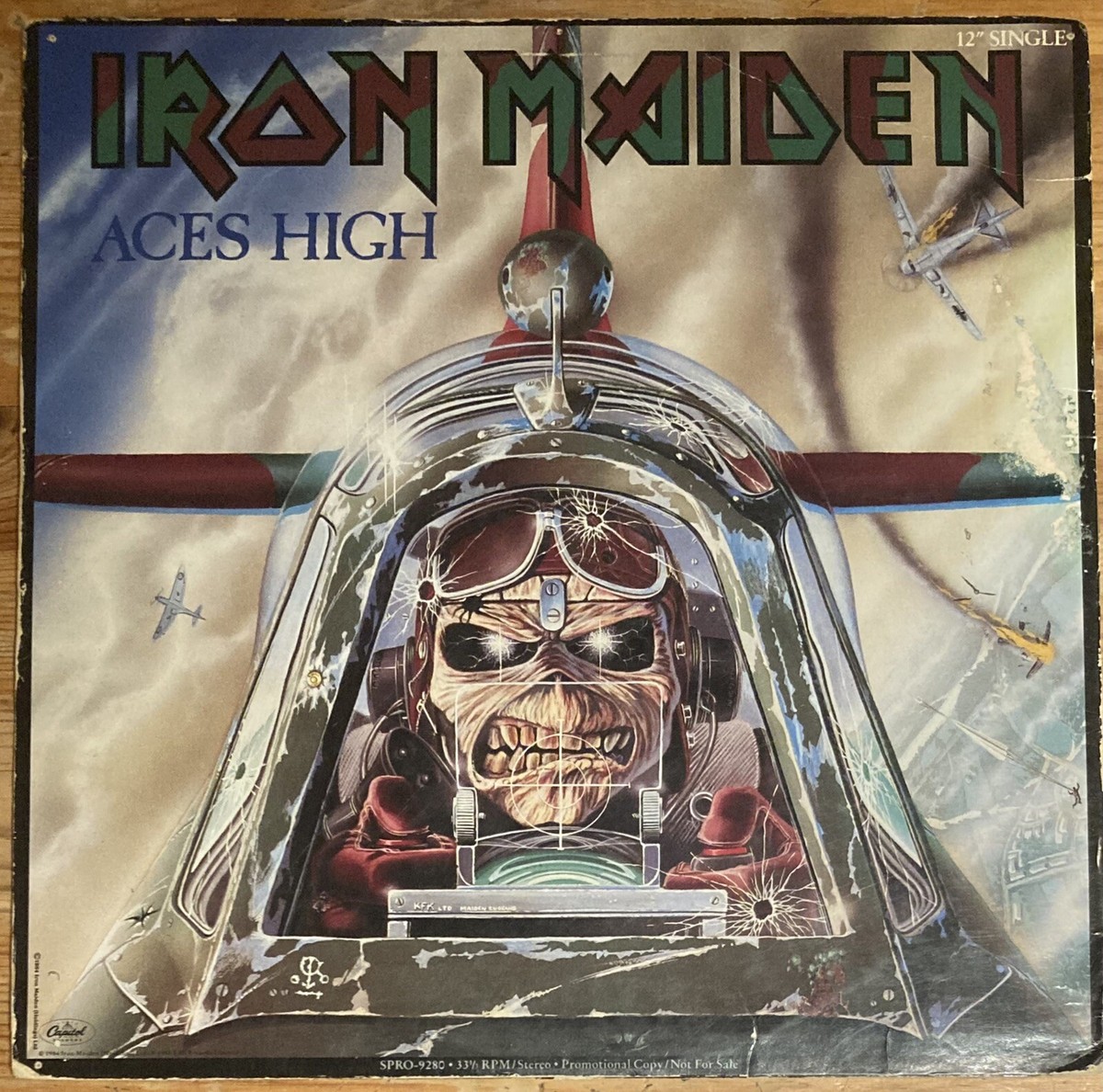 送料込み【帯、ライナー】LP アイアン•メイデン　エイシズ•ハイ Aces High Iron Maiden 12 Inch PROMO Single Vinyl Record