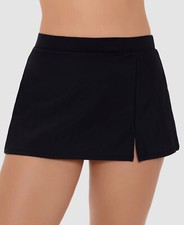 Swim Solutions Women Black Solid Swim Skirt Swimwear Size 16