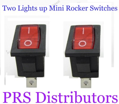 2 PCS Mini ROCKER ON / OFF RED LIGHTS UP SWITCHES TOGGLE SWITCHES 125V AC 10A