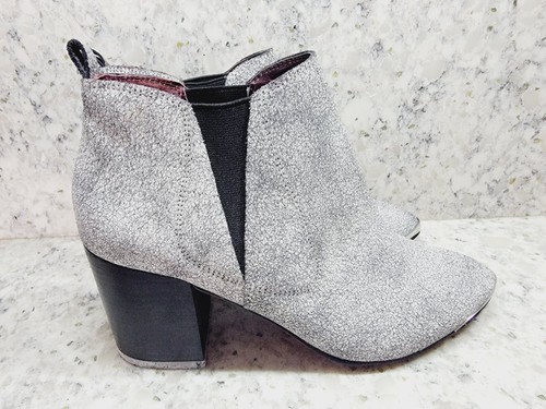 Report Signature 7M Women's Vintage Booties Gray Chalk Speckled 3" Heels