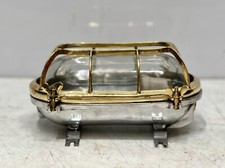 Aluminum Oval Bulkhead Ceiling Lights Brass Cage Industrial Retro Set of 5