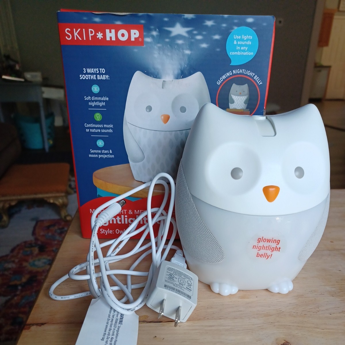 Skip Hop Baby Infant Nightlight Soother Owl Glowing Belly Music