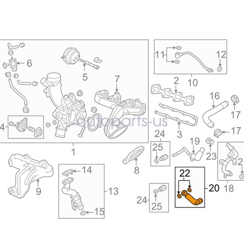 For 2011 2012 2013 2014 2015 2016 Chevy Cruze 1.4L Turbo Coolant Return