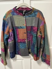 Winter Sun Vintage Art Patchwork Button Women’s Jacket Size S Small Ecuador