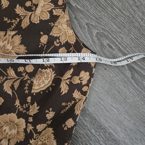 Vintage 90s Jones New York Floral Square Neck Mini Dress Brown Tan Size 2 Petite - Picture 9 of 11