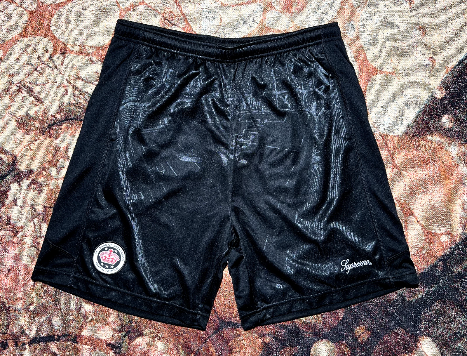 Short de football jacquard Supreme noir taille M neuf