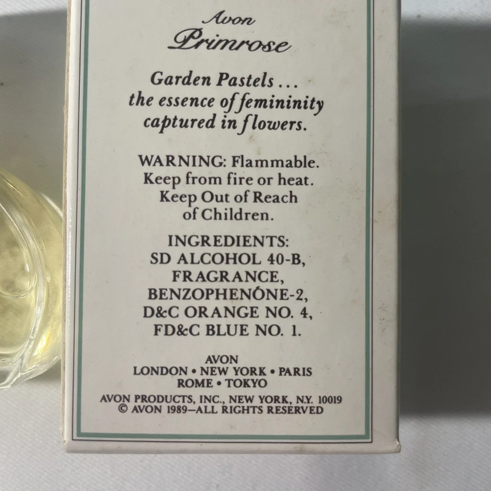 1989 Vintage Avon Garden Pastels Primrose Cologne Perfume Splash New In Box - Image 3 of 3