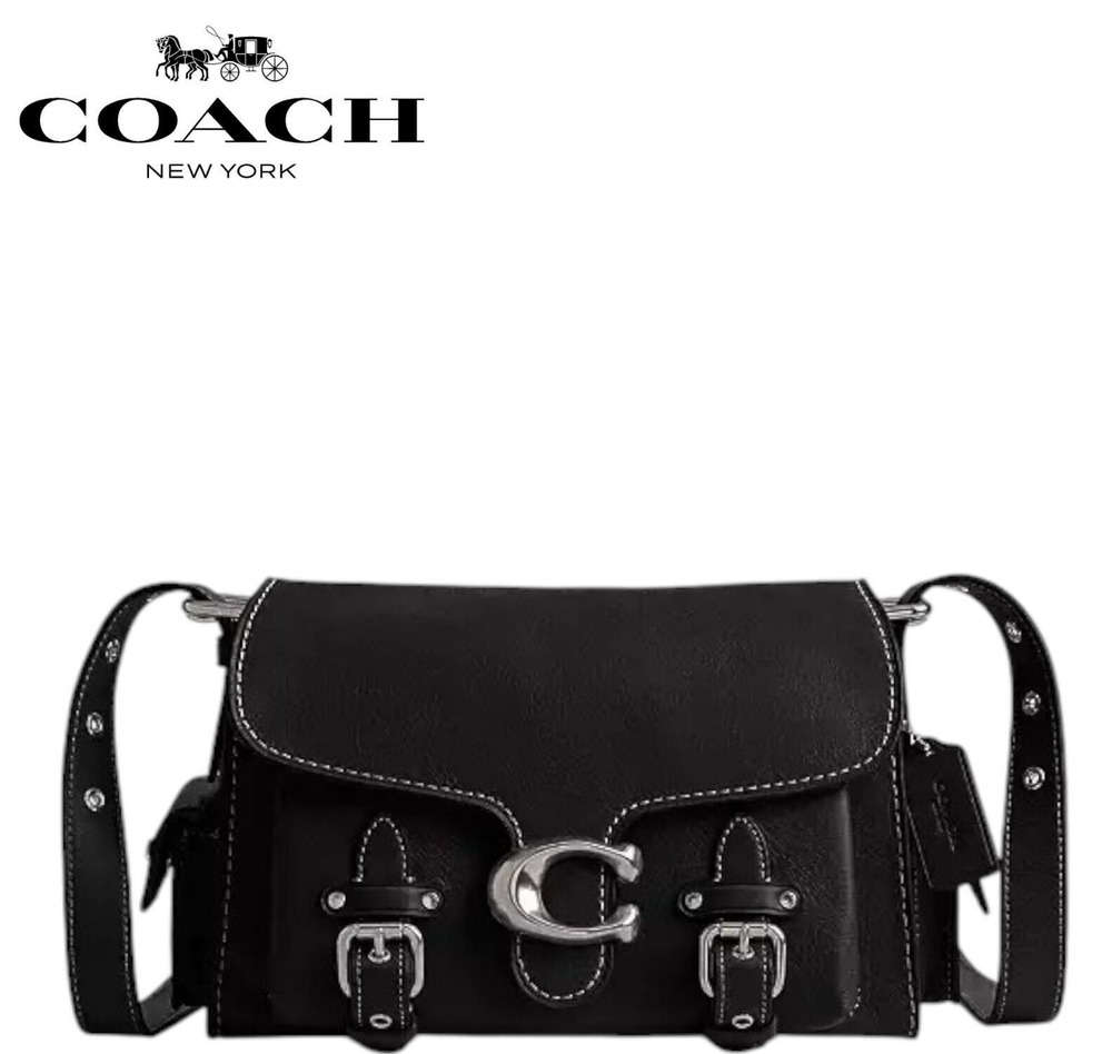 COACH CT721 Cargo Tabby Workwear Soft Handbag Leather Black Snap Closure New