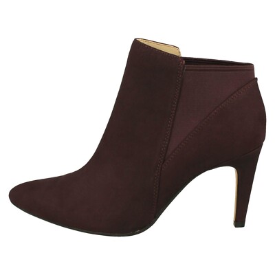 Clark's Laina Violet Aubergine Leather Nubuck Ankle Chelsea High Heels  Boots UK7 UK