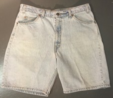Vintage 1980s Men's LEVI'S Trashed Light Wash 550 Relaxed Fit Denim Shorts 36