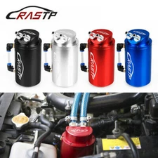 Aluminum Round Car Engine Oil Catch Tank Can Reservoir Breather Kit RASTP