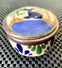 CABO SAN LUCAS ORCA HAND PAINTED POTTERY TWO PIECE TRINKET PILL BOX 2 1/2" X 2" — photo 2
