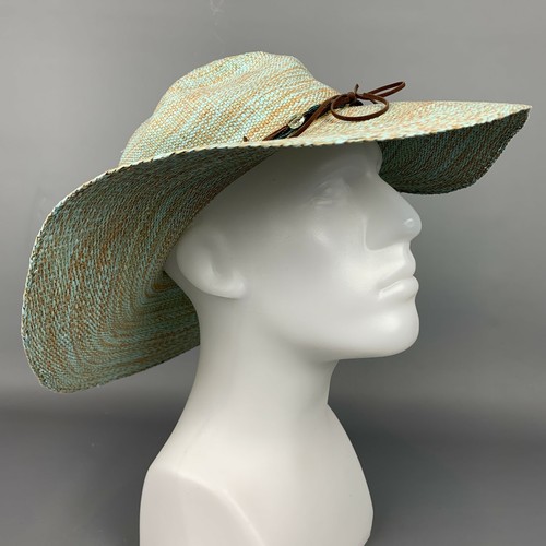 Turquoise \u0026 Tan Paper Wide Brim Hat | eBay