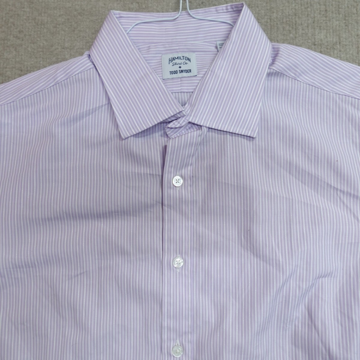Hamilton Todd Snyder Shirt 16 1/2 Large Purple Striped Made in USA