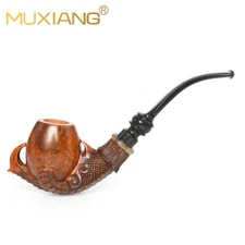 MUXIANG Handmade Briar Smooth Freehand Pipe Wooden Tobacco Pipe Cumberland Stem