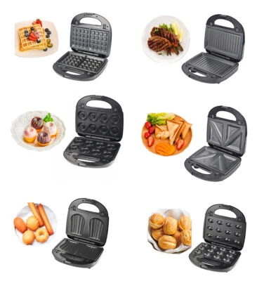 6 in1 Sandwich Maker Panini Press Waffle Iron Set w/6 Removable Non-Stick Plates
