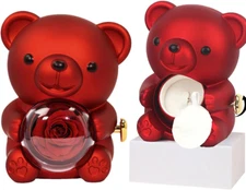 Womens Day Preserved Red Rose Cute Bear Box Eternal Flowers Gift - Free Shipping