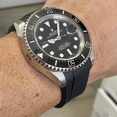 22mm BLACK Tang Vulcanized RUBBER Strap 