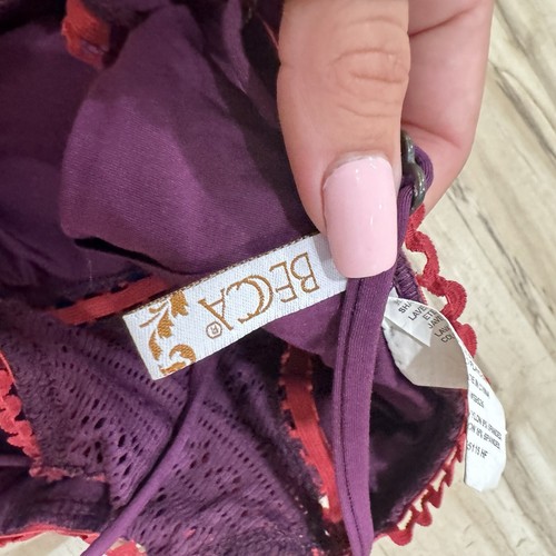 BECCA Purple “crochet” Stretch Nylon Lace One Piece Bathingsuit Sz Small S - Picture 9 of 12