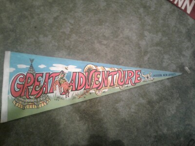 Vintage Great Adventure Pennant Flag Felt Jackson NJ 