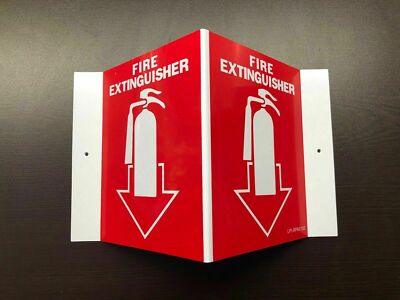   50-SIGNS-5 X 6 (3-D) RIGID PLASTIC ANGLE ''FIRE EXTINGUISHER PICTURE'' SIGNS