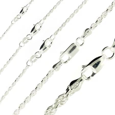 2MM 925 Sterling Silver Italian DIAMOND CUT ROPE CHAIN Necklace Italy