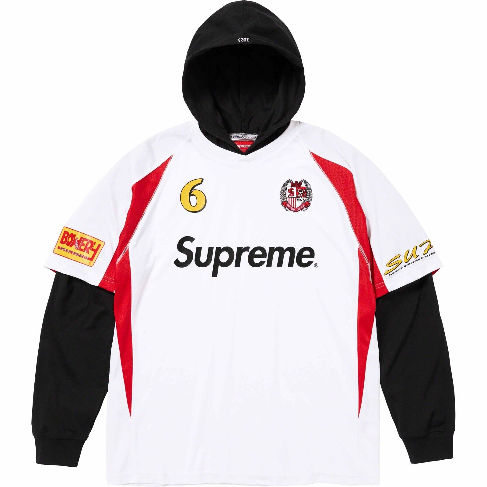 Supreme Hooded Soccer Jersey 2023 Black White Bright Green 3colors Size  S-XXL