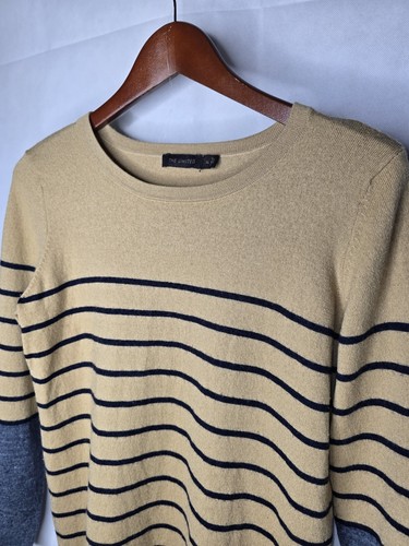 The Limited Sweater Tan Striped Lightweight Wool Blend Preppy Academia XL - Picture 3 of 18