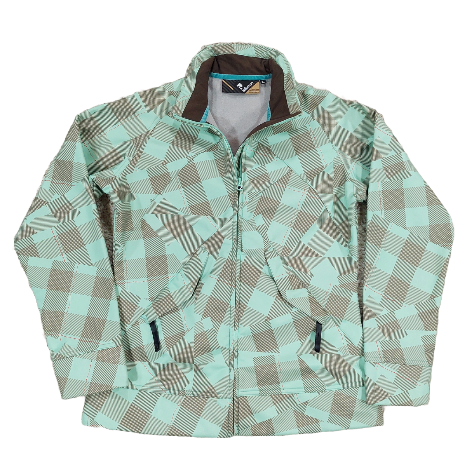 Salomon Giacca Donna Foderata in Pile Softshell Gorpcore Geometrica Come Nuova. Taglia L.