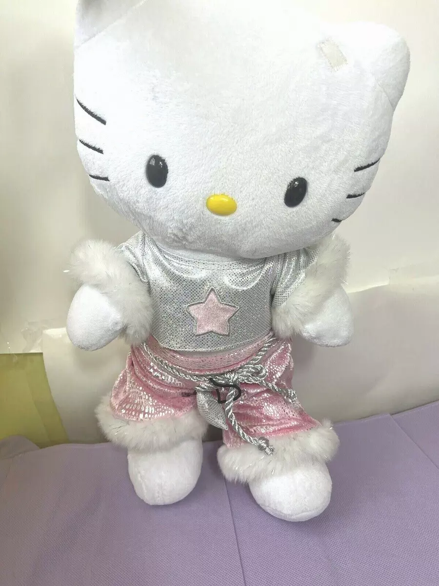 Build A Bear White Hello Kitty Plush W/BAB Silver Pink Sparkly