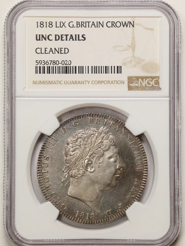 Great Britain 1818 LIX George III Crown with UNC Detail NGC 5936780-020 KM# 675