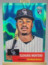 Elehuris Montero 2022 Topps Chrome Platinum Aqua Lava 143 /299 RC Rockies