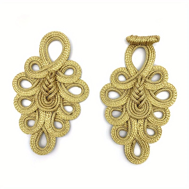 2-Pack Retro Knot Frog Buttons Solid Embroidered Frog Fastener Extra Large Decor - Image 3 of 4