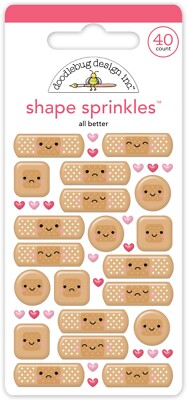 Doodlebug Sprinkles Puffy All Better Band Aids Faces Different Sizes Hearts