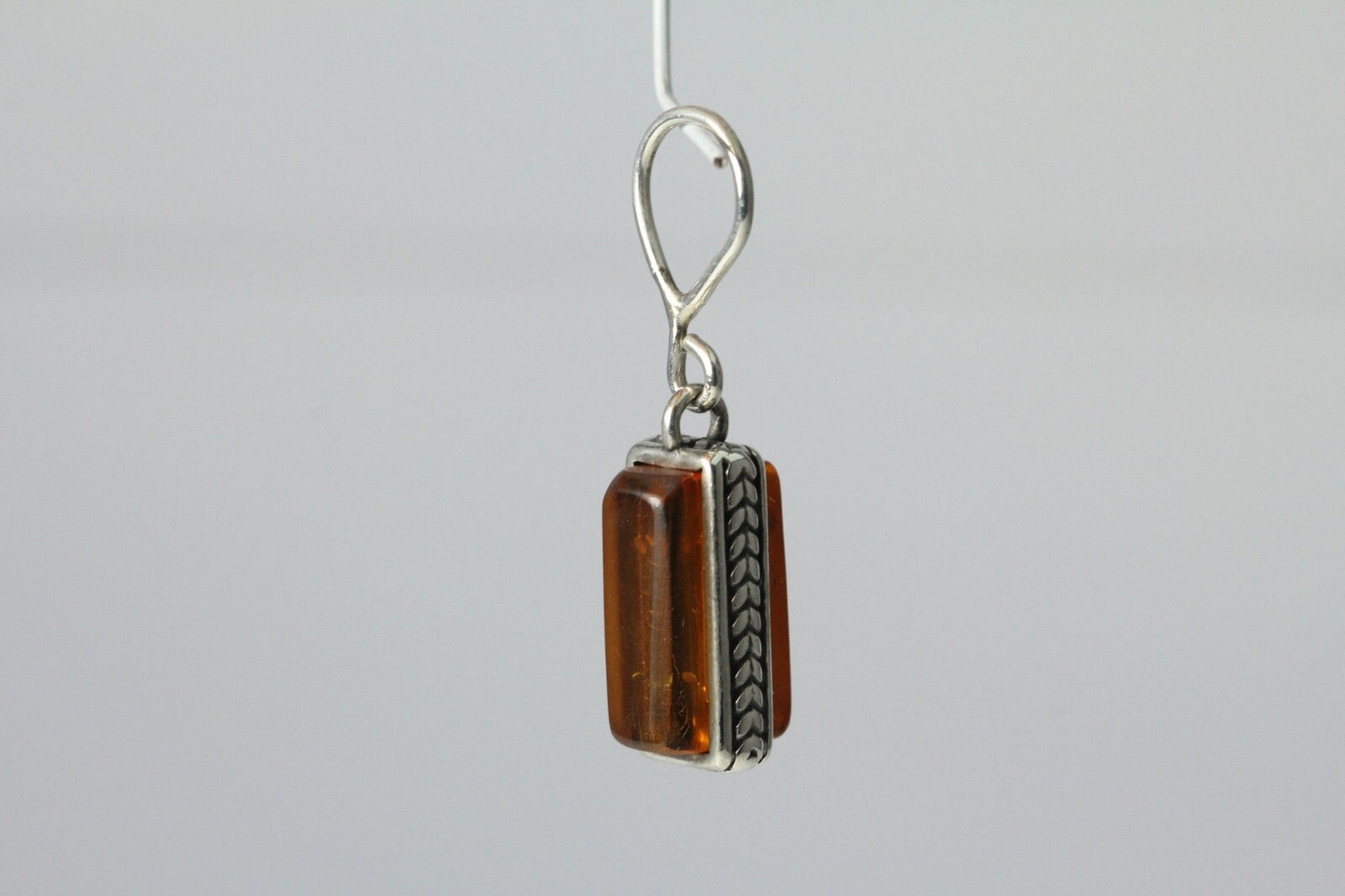 925 Sterling Silver Rectangular Amber Stone Bezel… - image 5