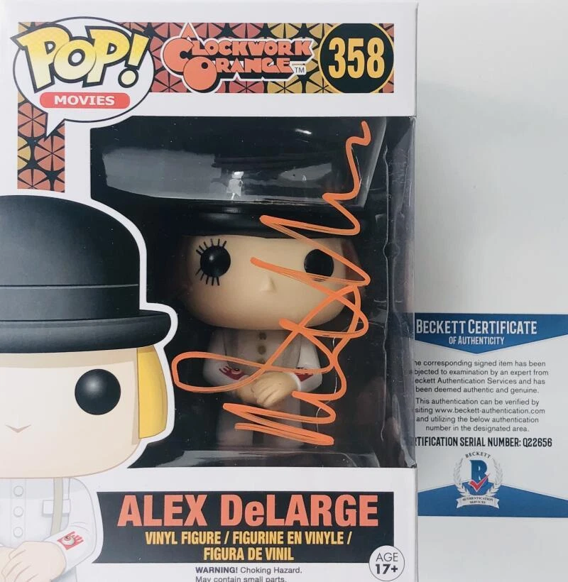 MALCOLM MCDOWELL SIGNED ALEX DELARGE FUNKO POP 358 A CLOCKWORK ORANGE BAS 656