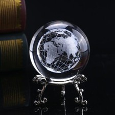 100MM 3D Crystal Ball Glass Laser Engraved Miniature Earth Sphere Decor Gift